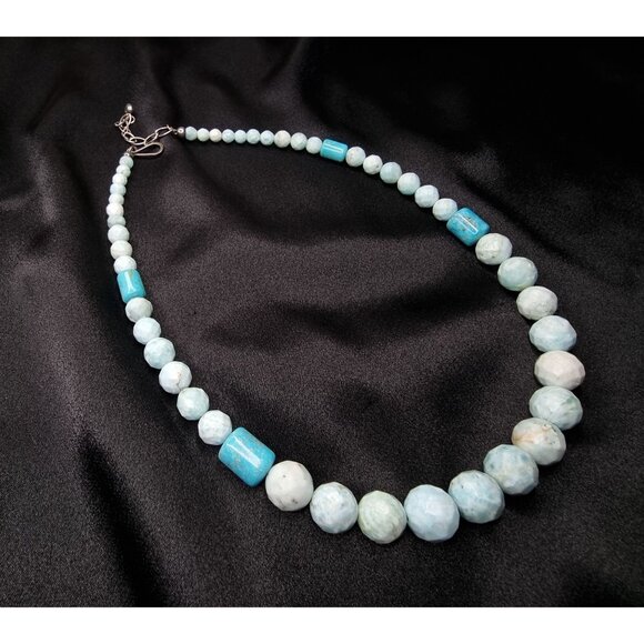 Rare Find Jay King Sterling Silver Larimar Beaded Necklace With Adjustable Chain - Picture 1 of 5